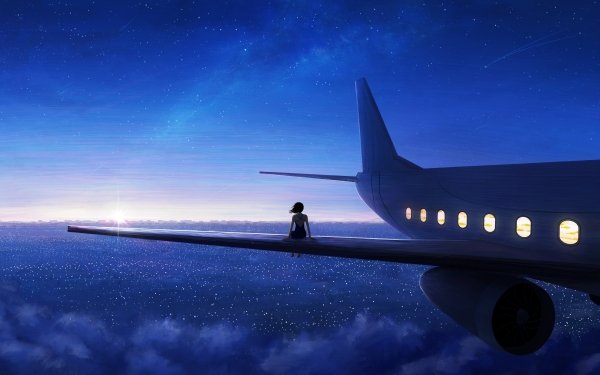 Anime Original Ciel Avions Starry Sky Shooting Star Fond d'écran HD | Image