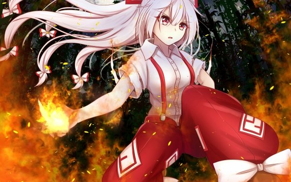Anime Touhou Fujiwara no Mokou HD Wallpaper | Background Image