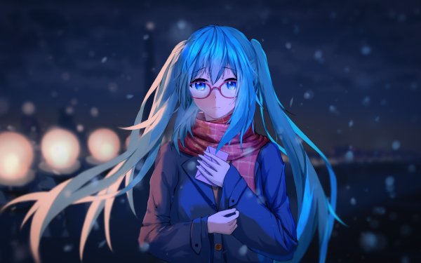 Anime Vocaloid Blue Hair Long Hair Hatsune Miku Night HD Wallpaper | Background Image