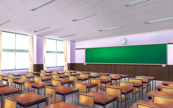 Anime Room Chair Classroom HD Wallpaper | Background Image
