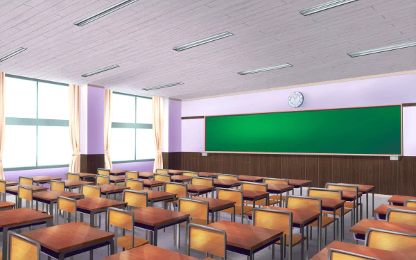 classroom chair Anime room anime room HD Desktop Wallpaper | Background Image