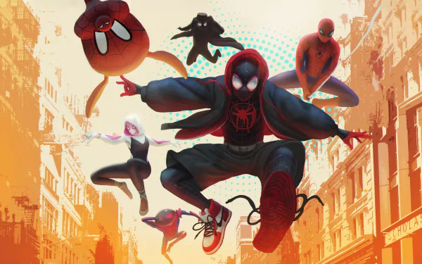 Miles Morales Peni Parker Gwen Stacy Spider-Man Noir Spider-Ham spider man movie Spider-Man: Into The Spider-Verse HD Desktop Wallpaper | Background Image