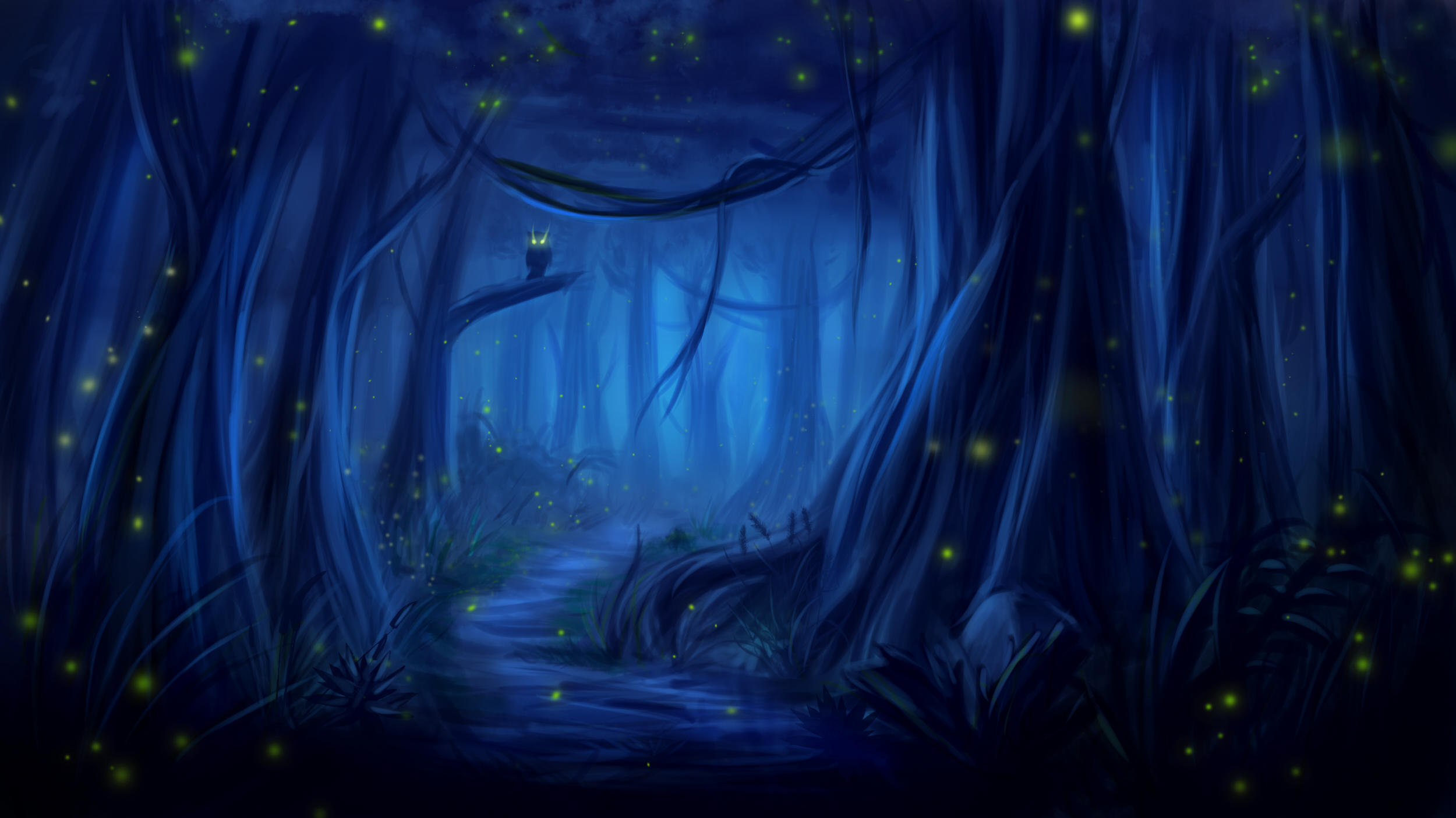 Burung hantu di hutan malam: \