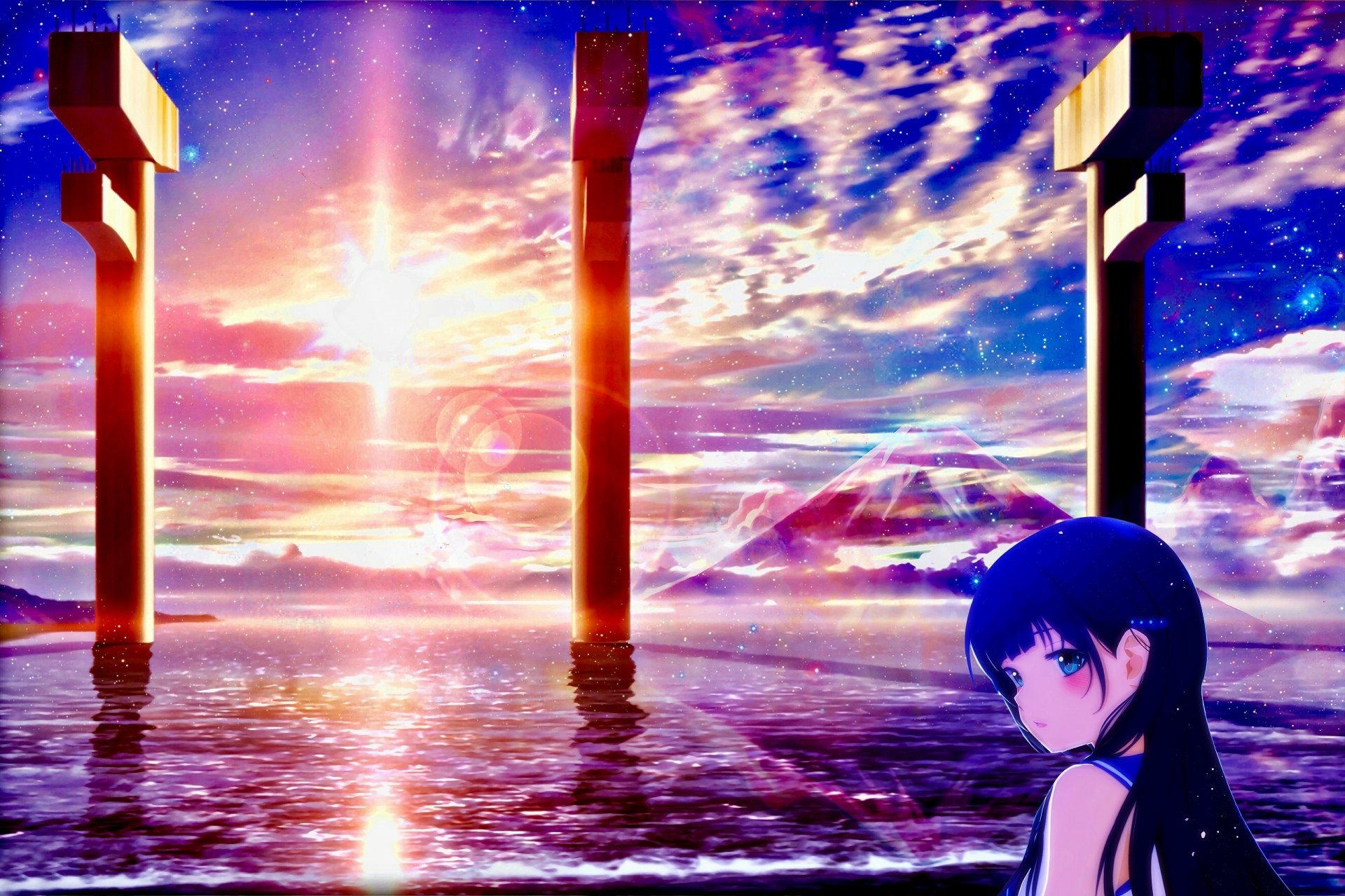 Download Sunset Miuna Shiodome Anime Nagi No Asukara Anime Sunset HD Wallpaper by 光影绘月之海涟漪