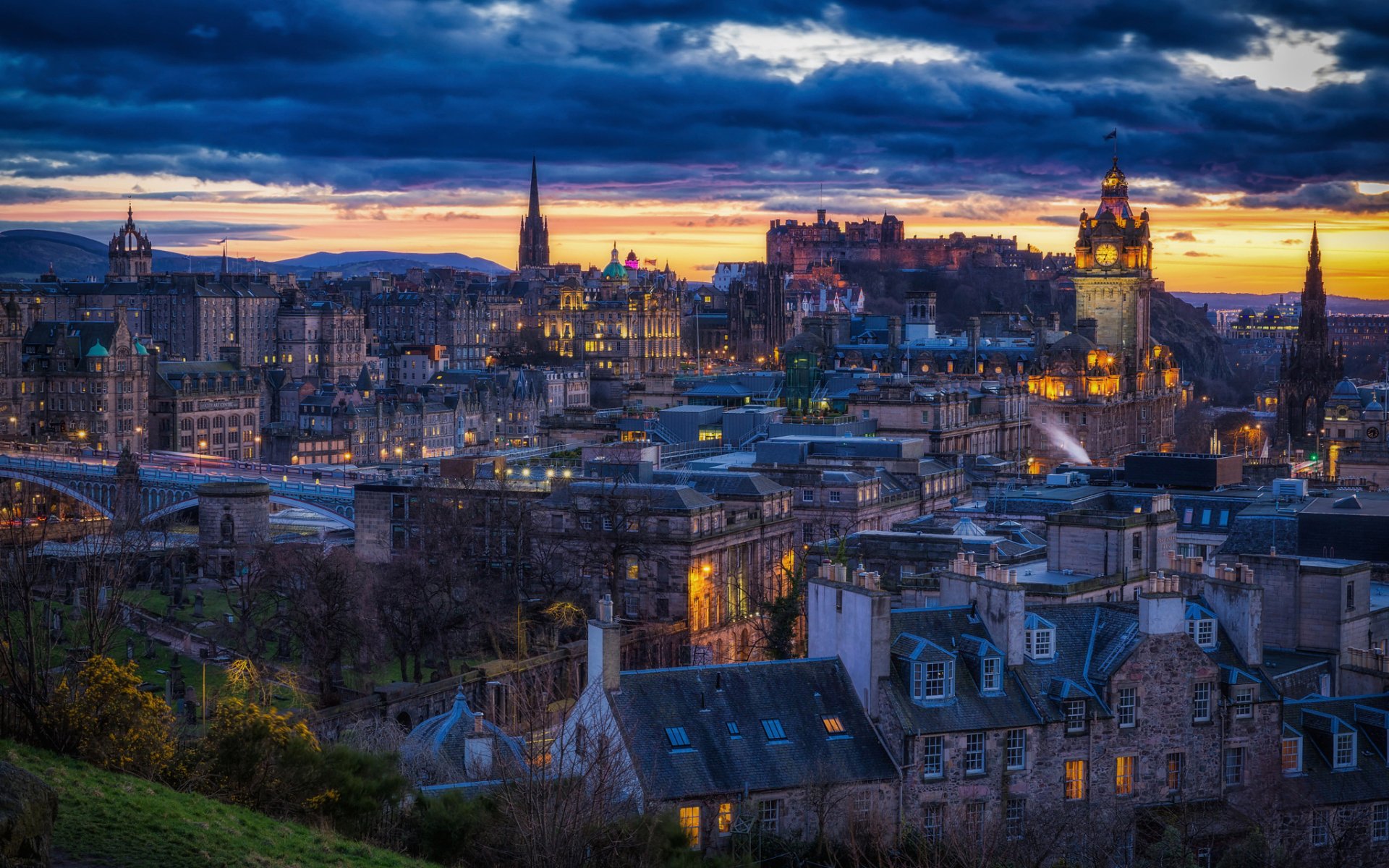 Download Light Cloud Dusk City Man Made Edinburgh HD Wallpaper