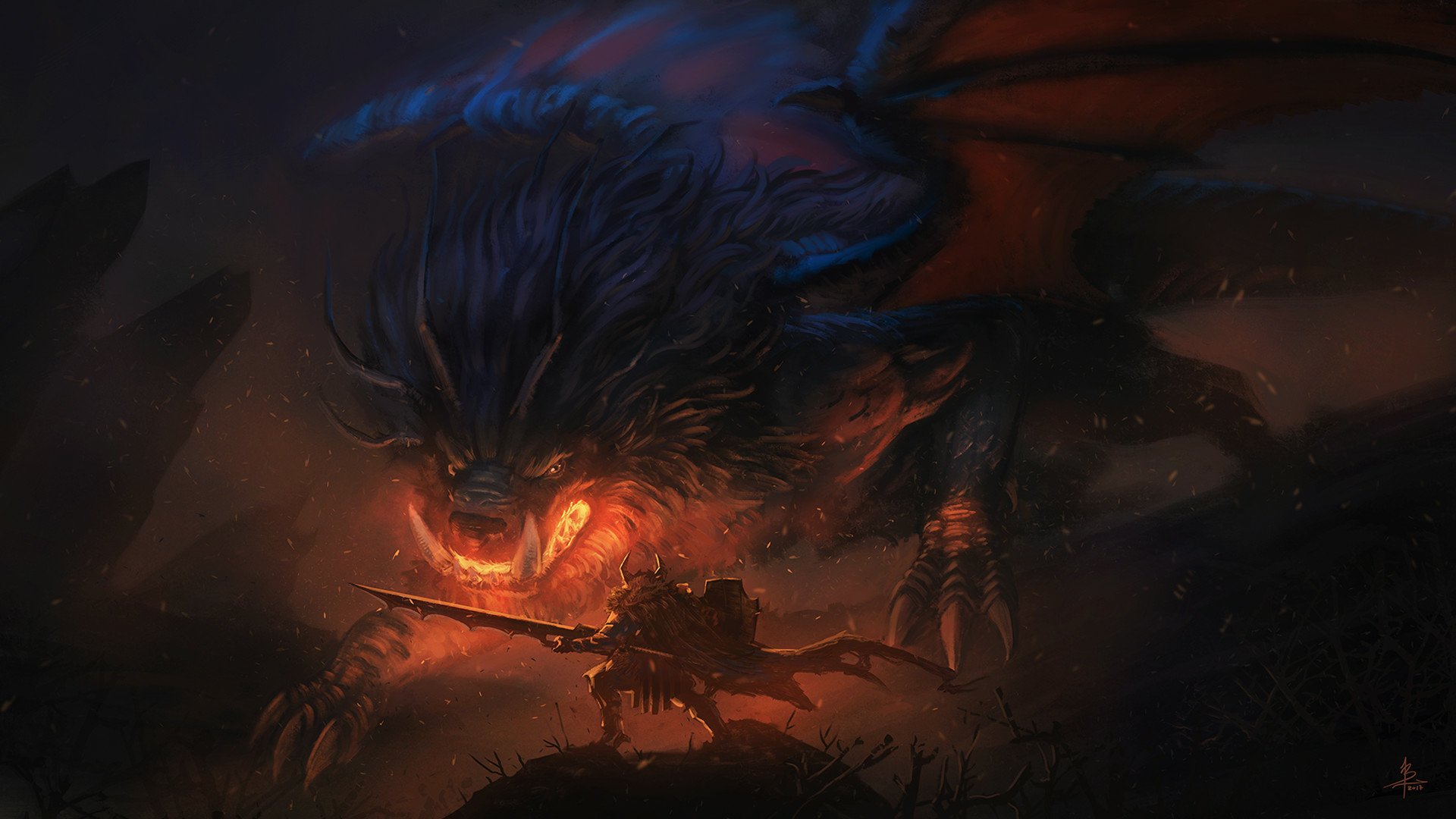 Download Warrior Manticore Fantasy Creature Fantasy Warrior HD Wallpaper by Beto Lima