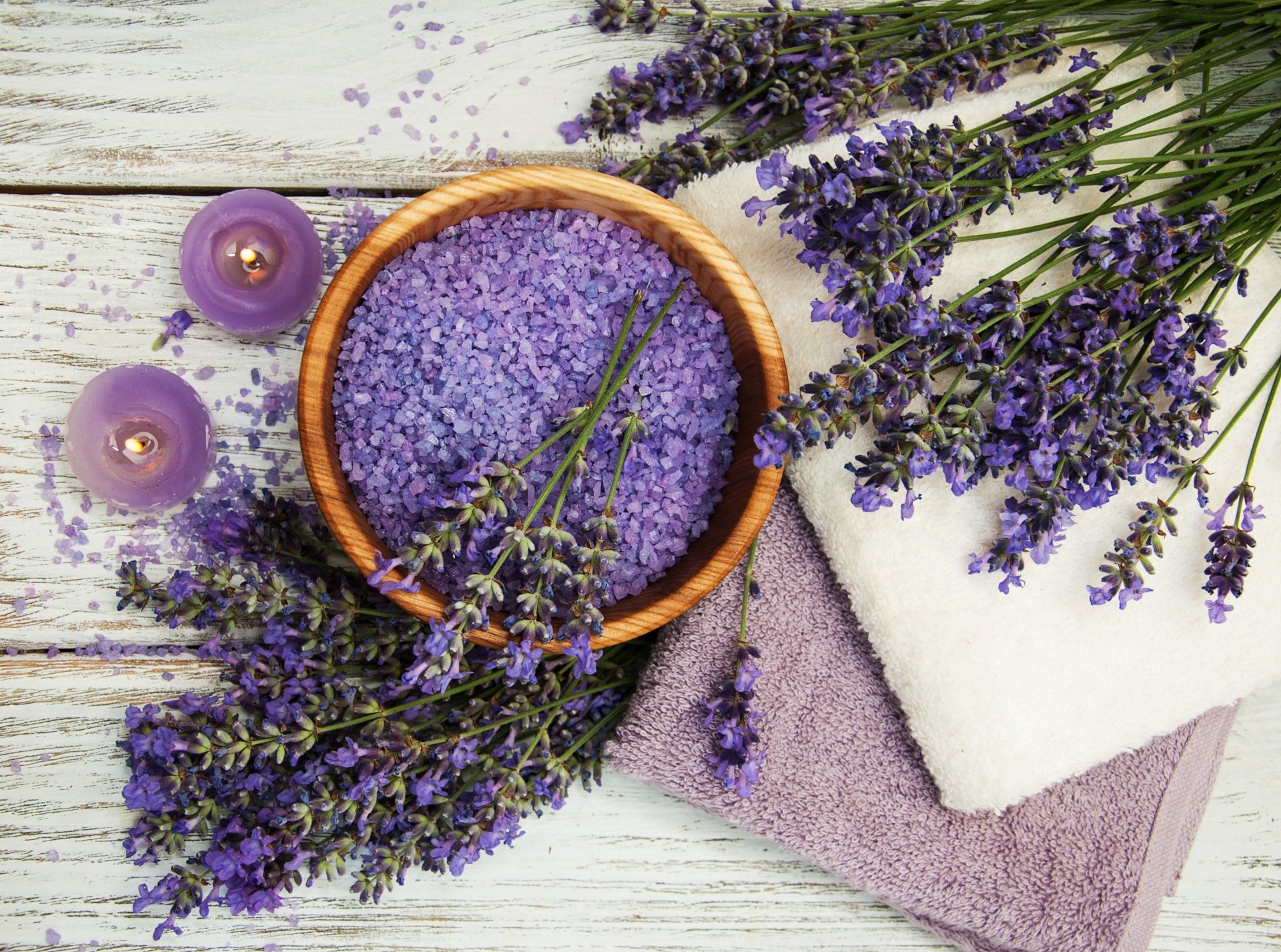 Download Purple Flower Lavender Salt Flower Man Made Spa HD Wallpaper