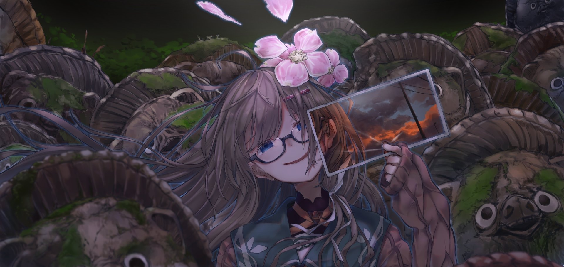 Download Blue Eyes Kataribe Tsumugu Nijisanji Glasses Anime Virtual Youtuber 4k Ultra HD Wallpaper by 餠