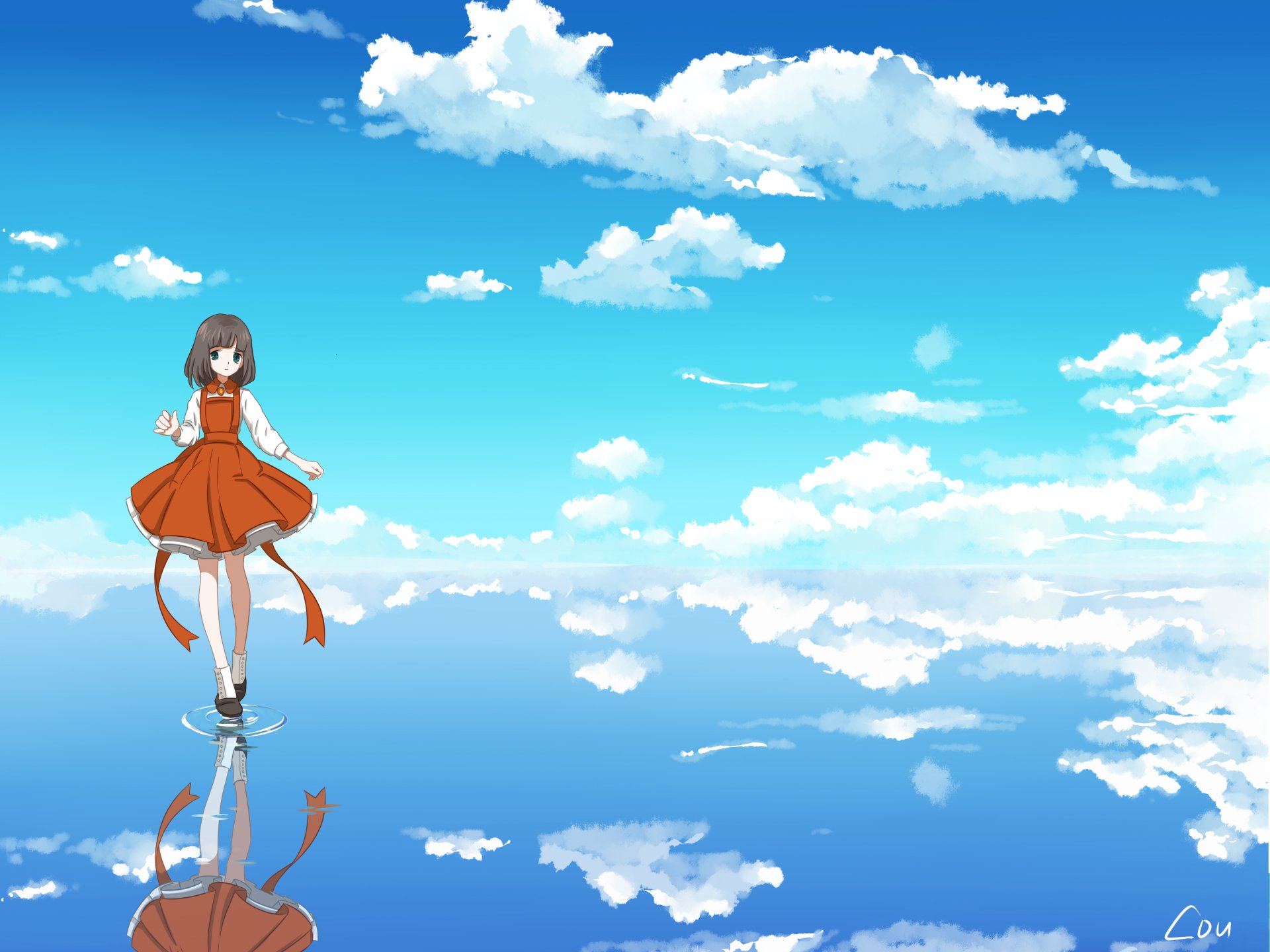 Download Reflection Sky Cloud Anime Original Sky Anime 4k Ultra HD Wallpaper by 犬句0615