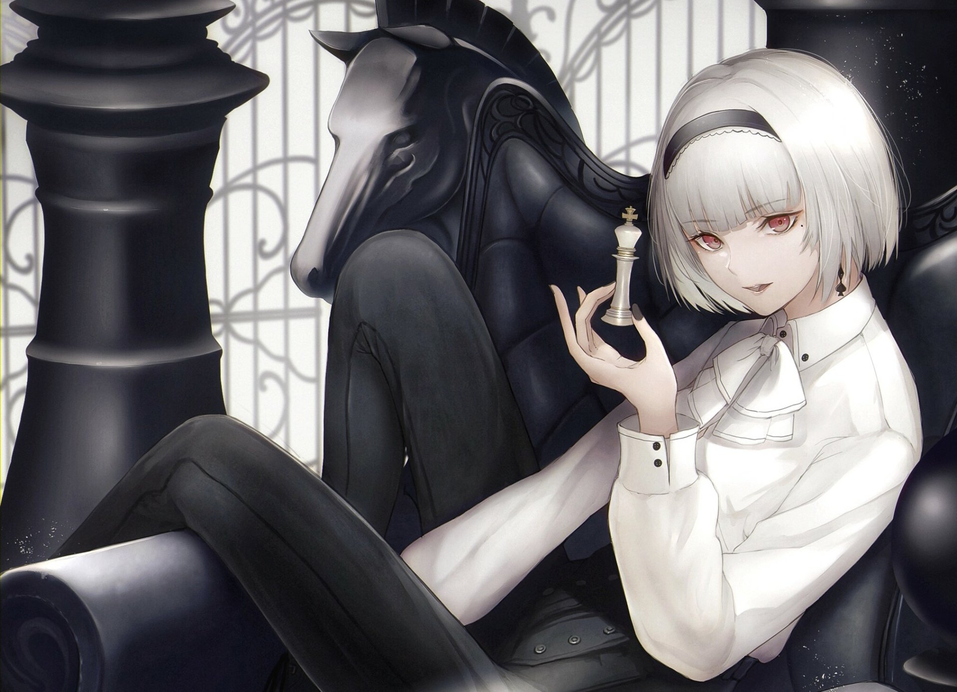 Download White Hair Red Eyes Anime Original HD Wallpaper by marumoru