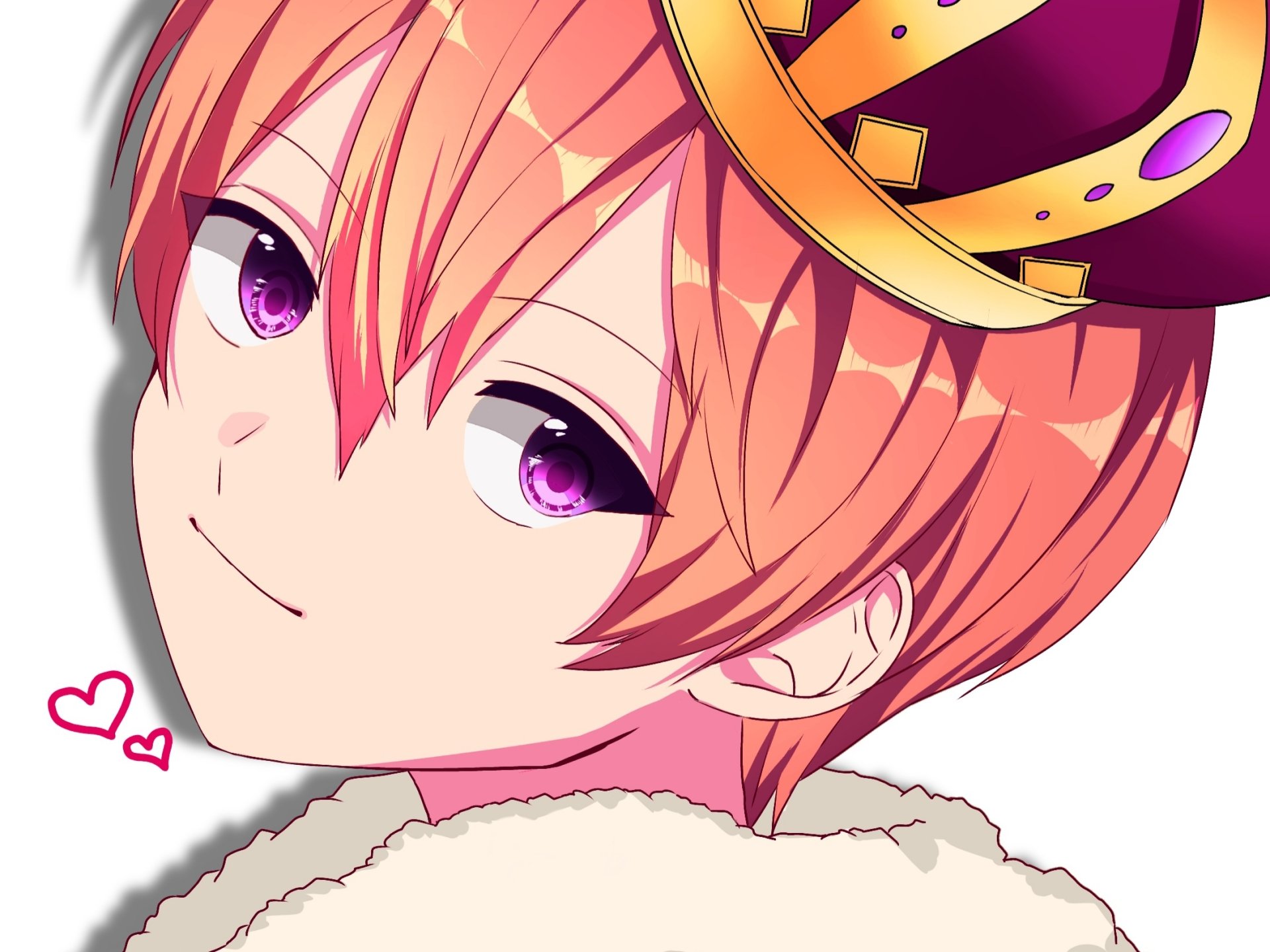 Download Pink Eyes Orange Hair Anime Original HD Wallpaper by 萌