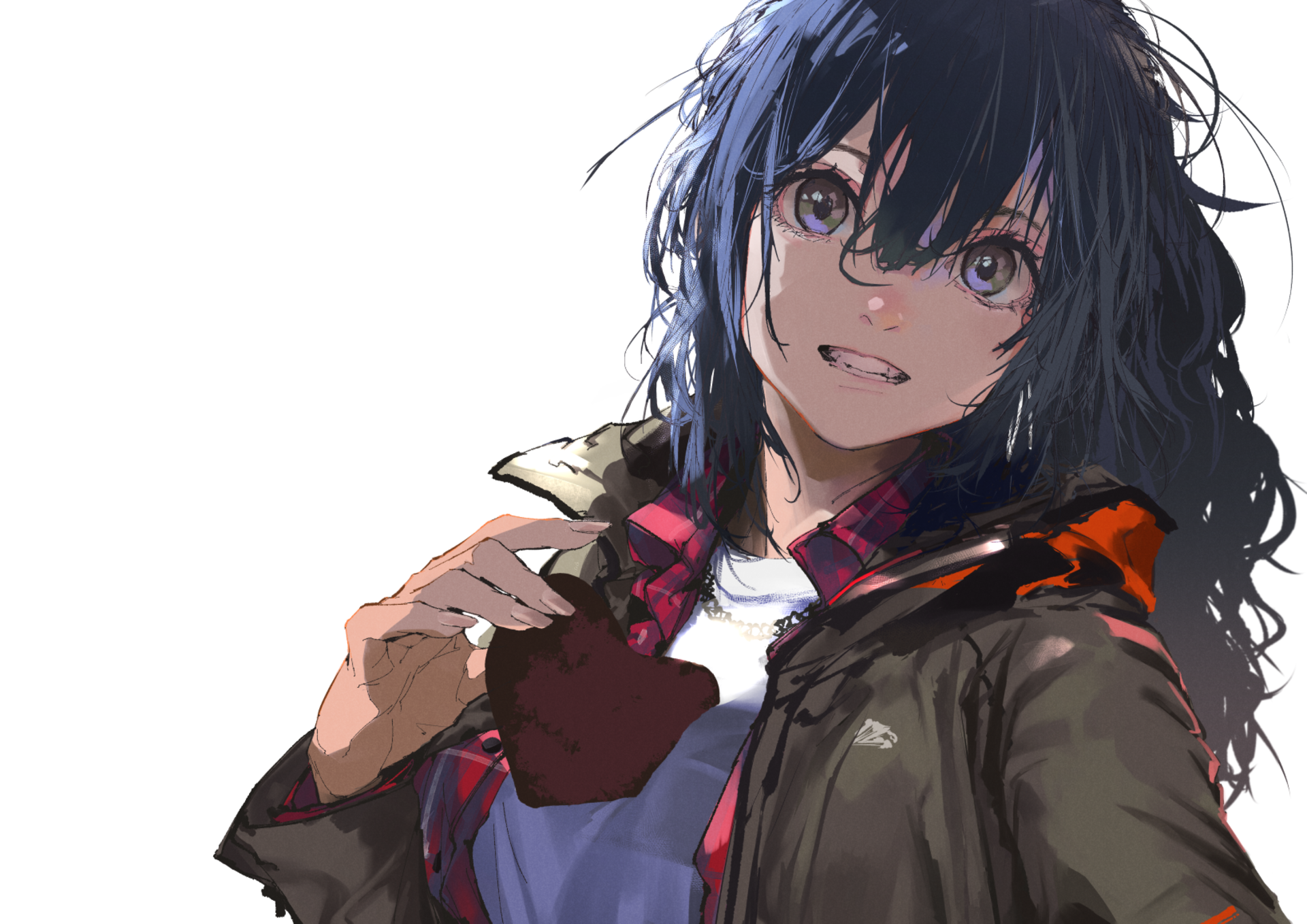 Anime character with long dark hair holding a heart-shaped object. This HD desktop wallpaper and background emanates a vibrant and original anime aesthetic.