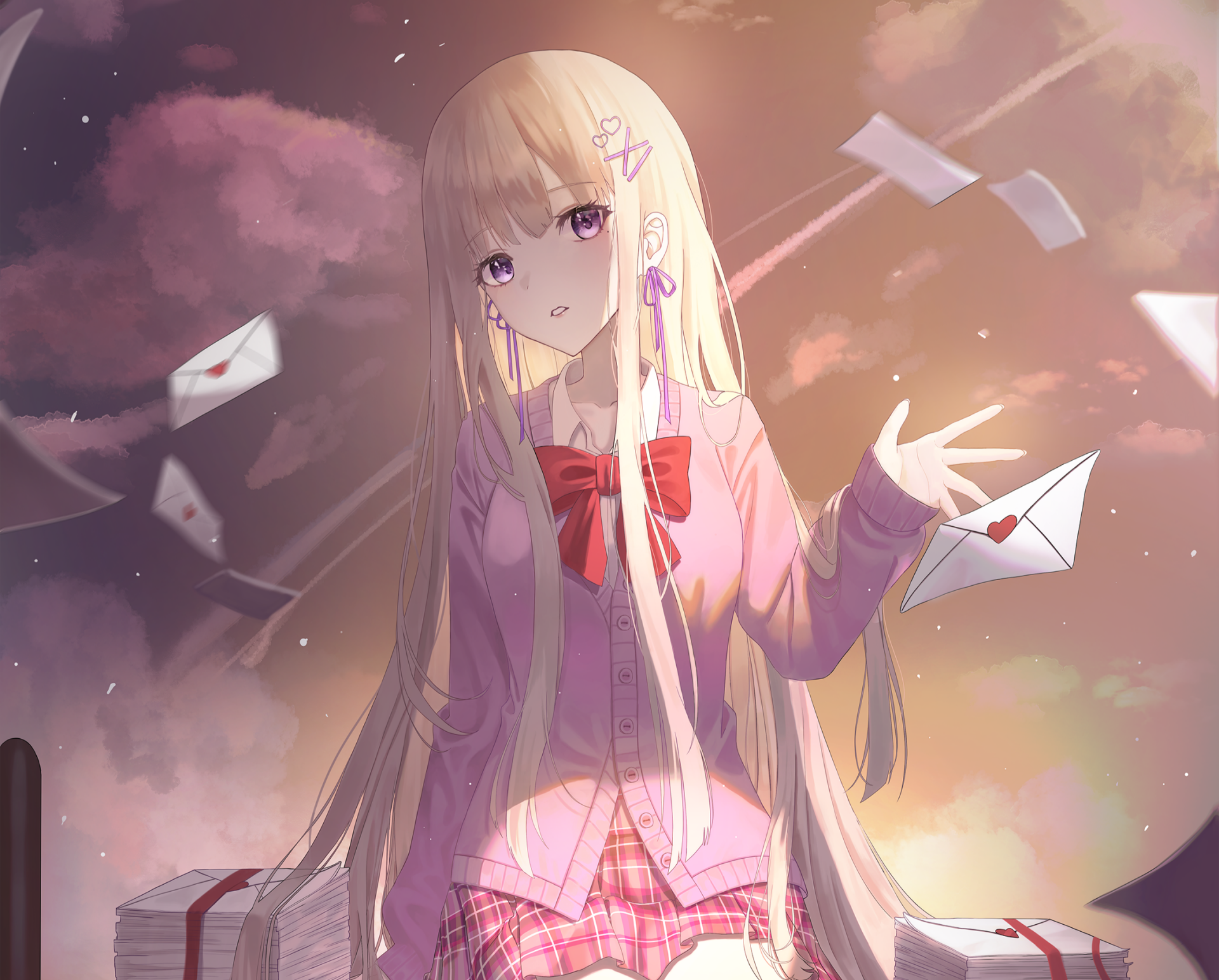 Download Purple Eyes Blonde Letter Anime Original HD Wallpaper by Pewn.V