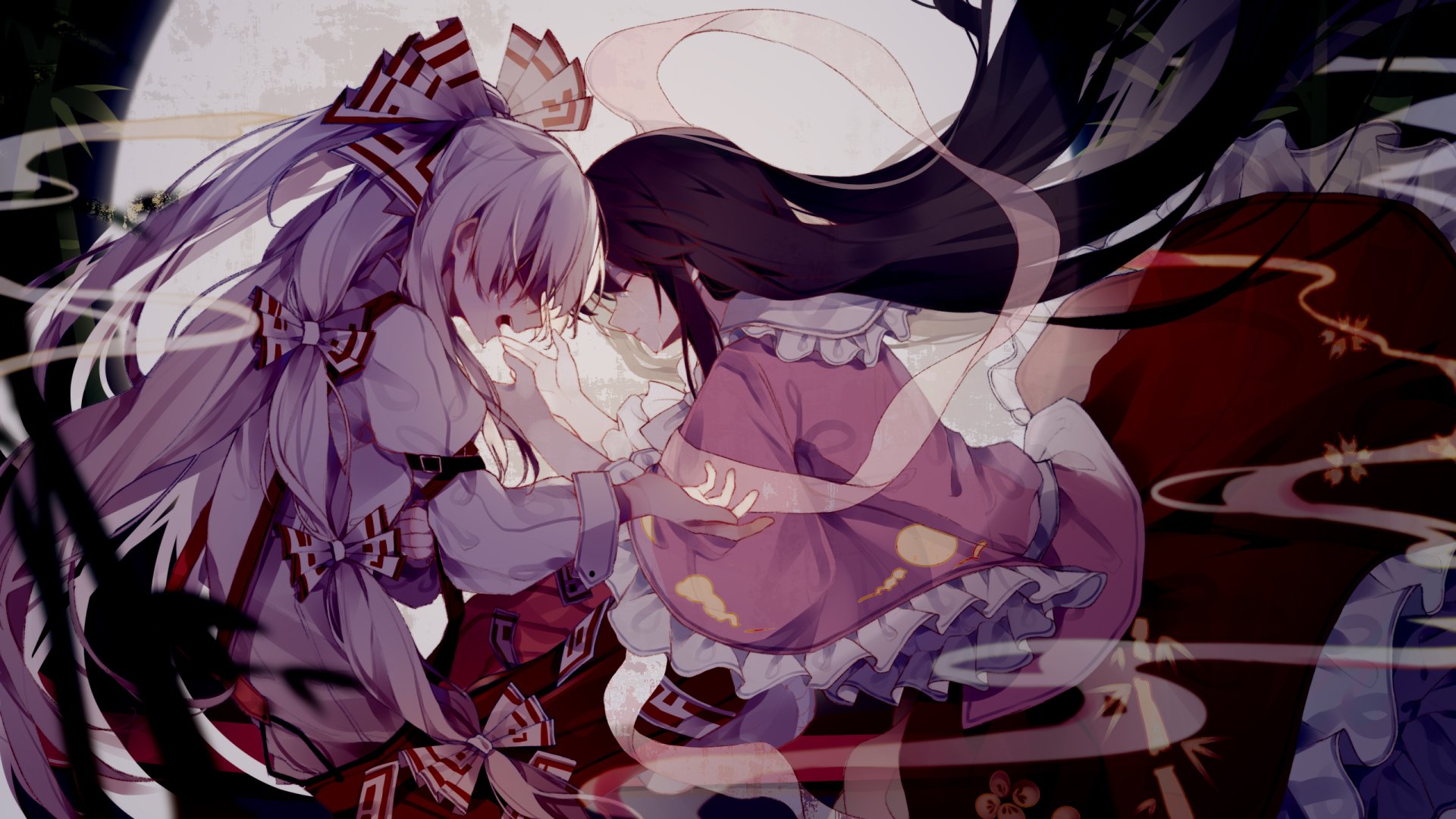 Download Kaguya Houraisan Fujiwara No Mokou Anime Touhou HD Wallpaper by Toriki