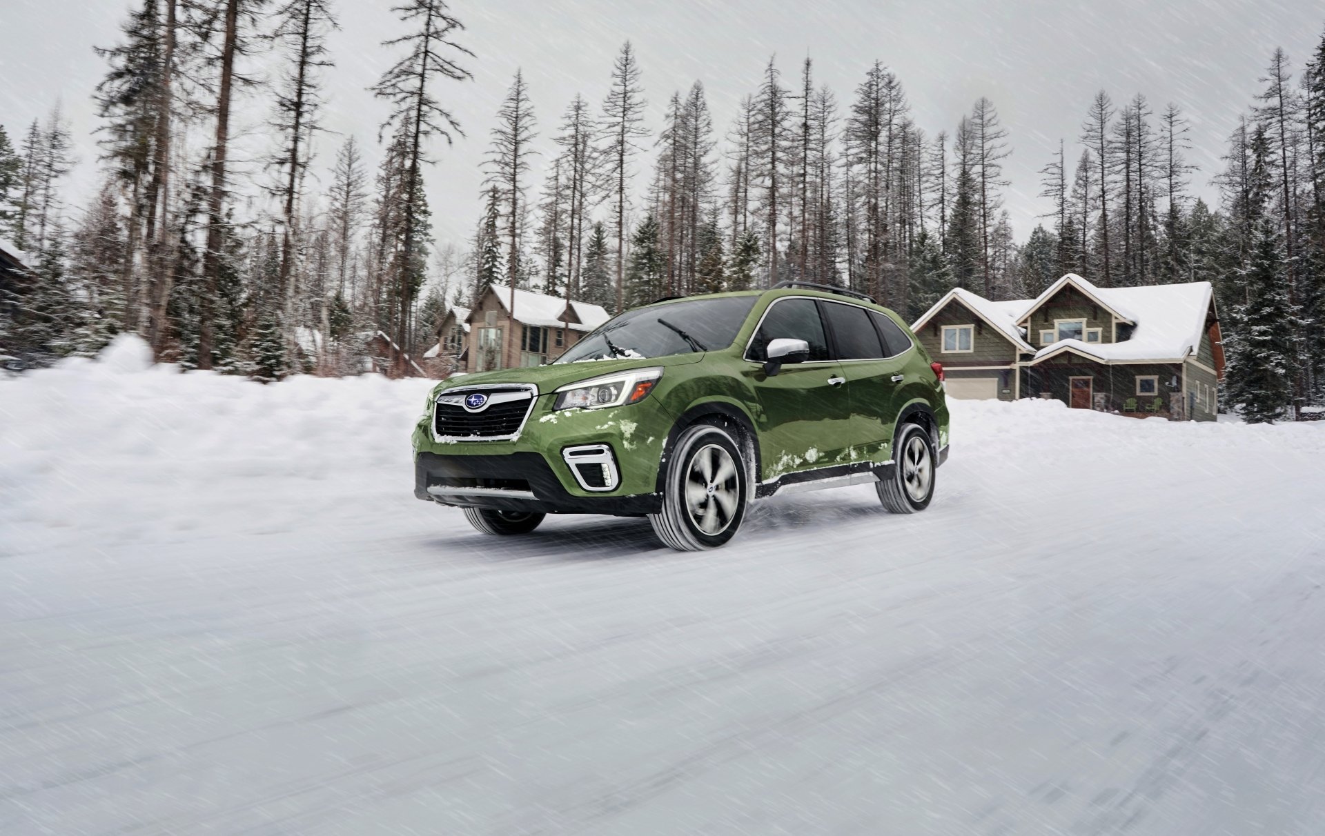 Download SUV Green Car Winter Subaru Snow Vehicle Subaru Forester 4k Ultra HD Wallpaper