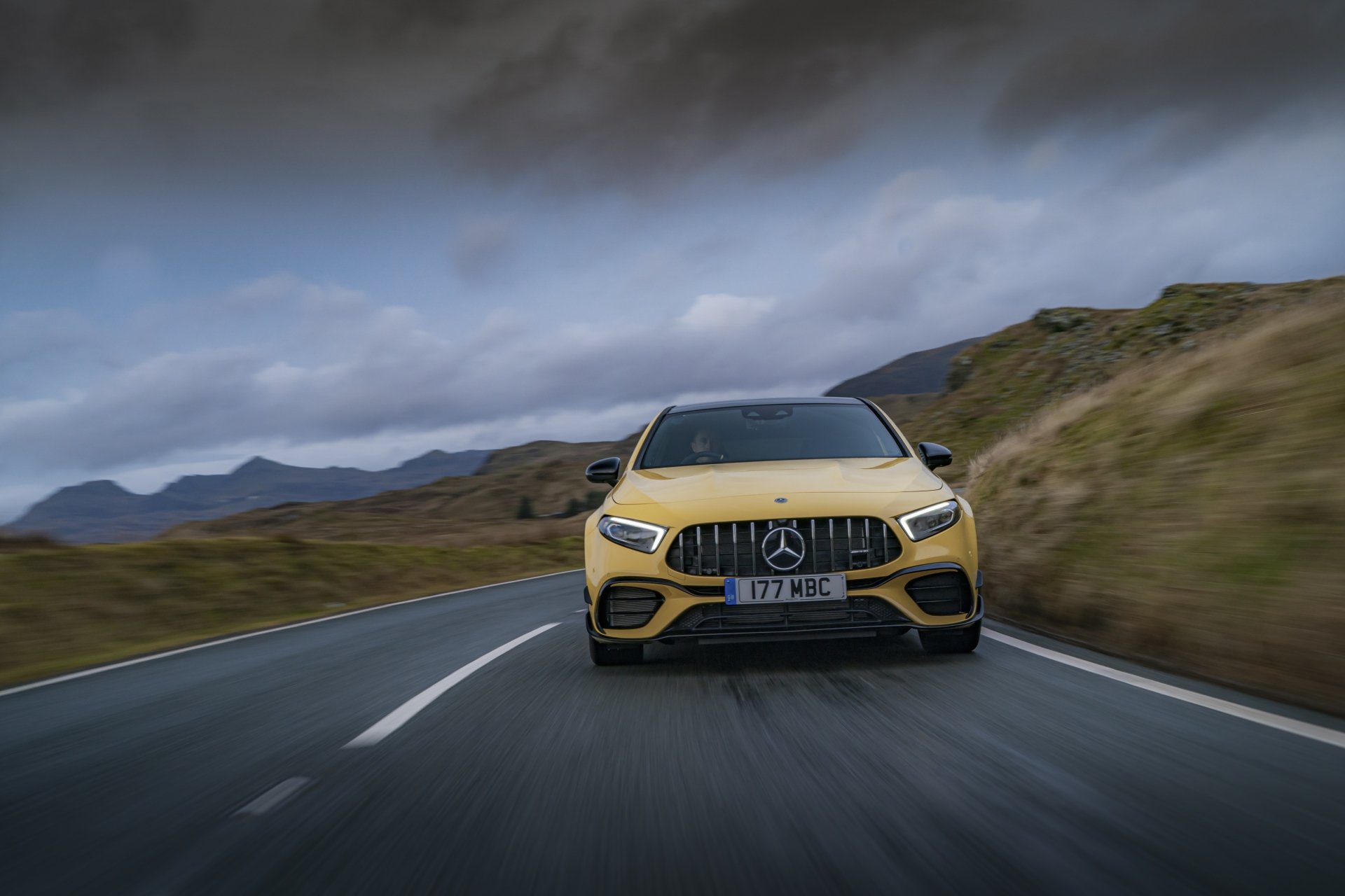 Download Yellow Car Car Hatchback Mercedes-Benz Vehicle Mercedes-Benz AMG A45 4k Ultra HD Wallpaper