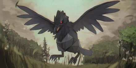 HD desktop wallpaper featuring Corviknight from Pokémon: Sword and Shield, depicted in a dynamic pose against a muted, natural background.