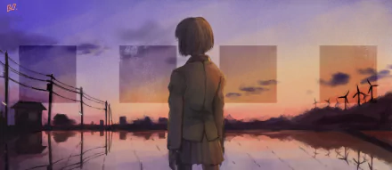 sunset reflection Anime Original anime sunset HD Desktop Wallpaper | Background Image