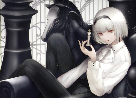 white hair red eyes Anime Original HD Desktop Wallpaper | Background Image