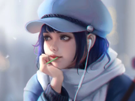 hat earbuds Anime Original HD Desktop Wallpaper | Background Image