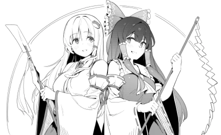 Reimu Hakurei Sanae Kochiya Anime Touhou HD Desktop Wallpaper | Background Image