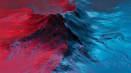Artistic 4K Ultra HD mountain landscape with striking red and blue lighting, creating a dramatic and vibrant desktop wallpaper background.