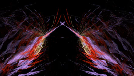 Abstract digital art with vibrant, flowing colors forming symmetrical patterns against a black background, designed as a 4K Ultra HD PC desktop wallpaper.
