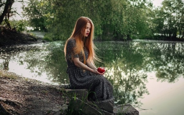 Women Mood Model Dress Redhead Long Hair HD Wallpaper | Background Image