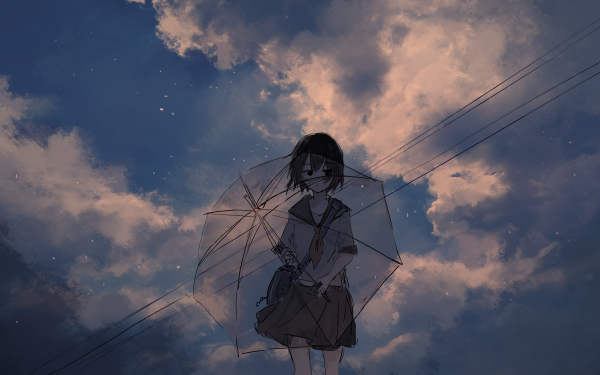 Anime Original Umbrella School Uniform HD Wallpaper | Background Image