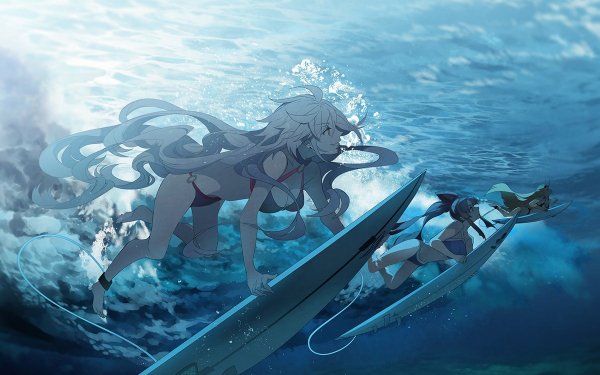 Anime Fate/Grand Order Fate Series Jeanne d'Arc Alter Avenger Underwater Surfboard Ushiwakamaru HD Wallpaper | Background Image