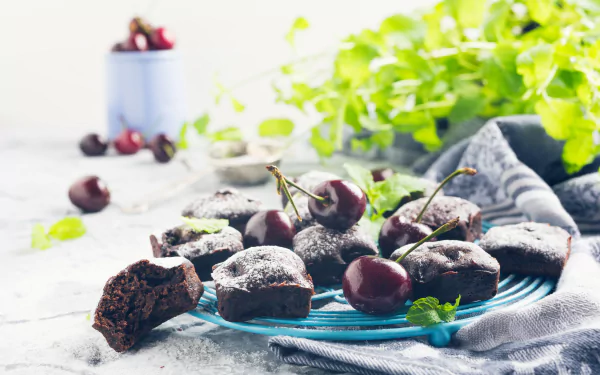 baking still life fruit cherry food brownie HD Desktop Wallpaper | Background Image
