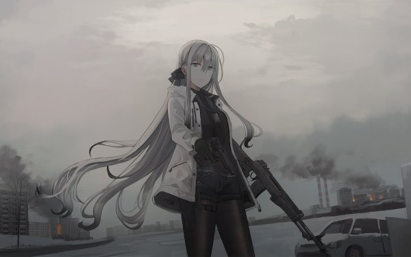 Anime Original Gun Long Hair HD Wallpaper | Background Image
