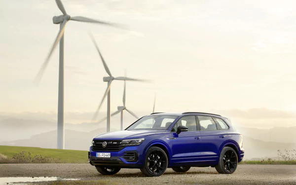 wind turbine SUV car Volkswagen Volkswagen Touareg vehicle Volkswagen Touareg R-Line HD Desktop Wallpaper | Background Image