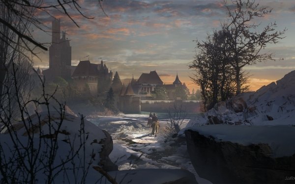 Fantasy City Snow Medieval HD Wallpaper | Background Image