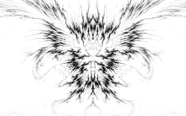 Abstract black and white design with intricate, symmetrical patterns resembling a digital inkblot, rendered in 4K Ultra HD for PC desktop wallpaper.