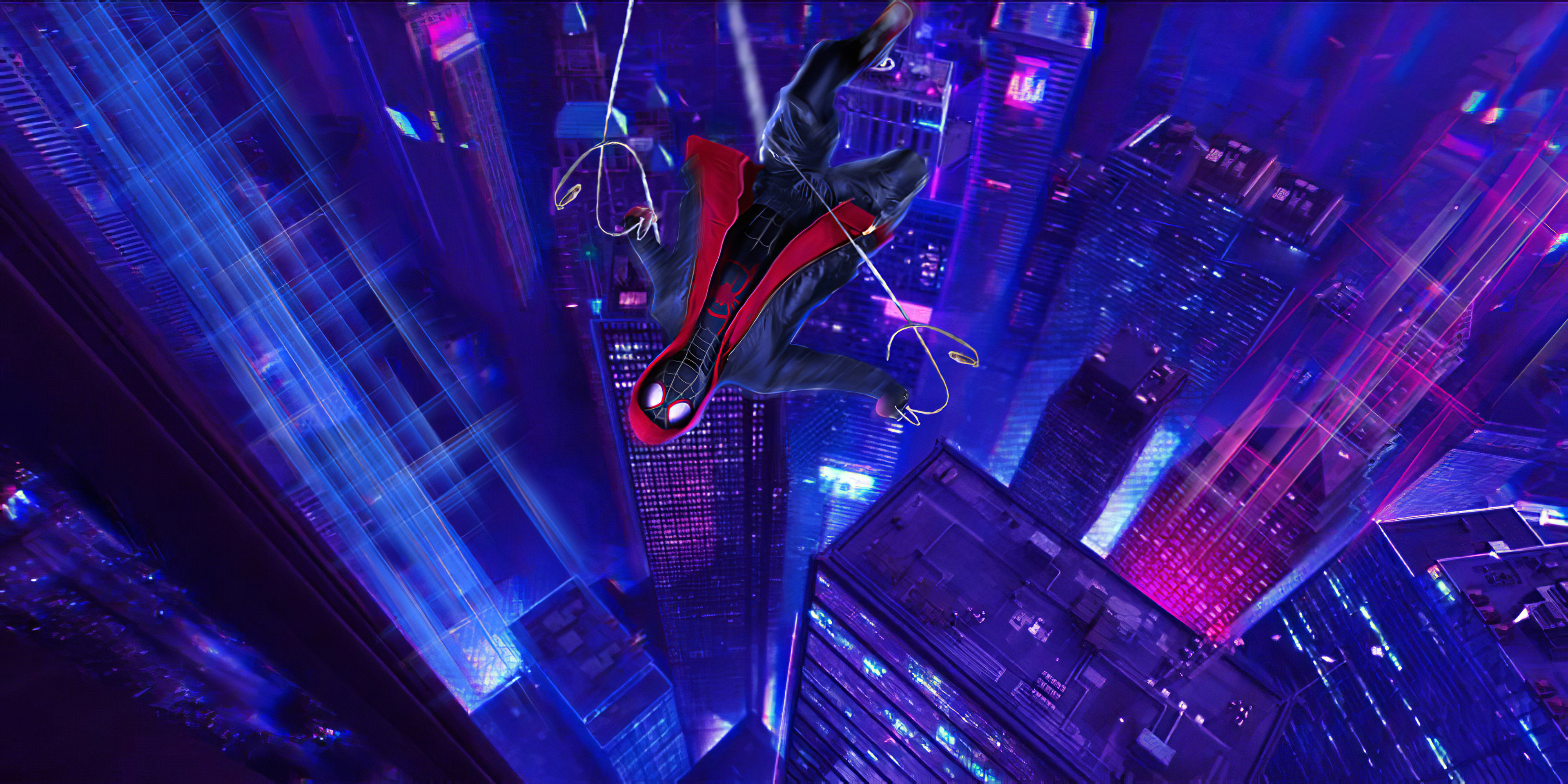 spider man into the spider verse miles morales leap wallpaper