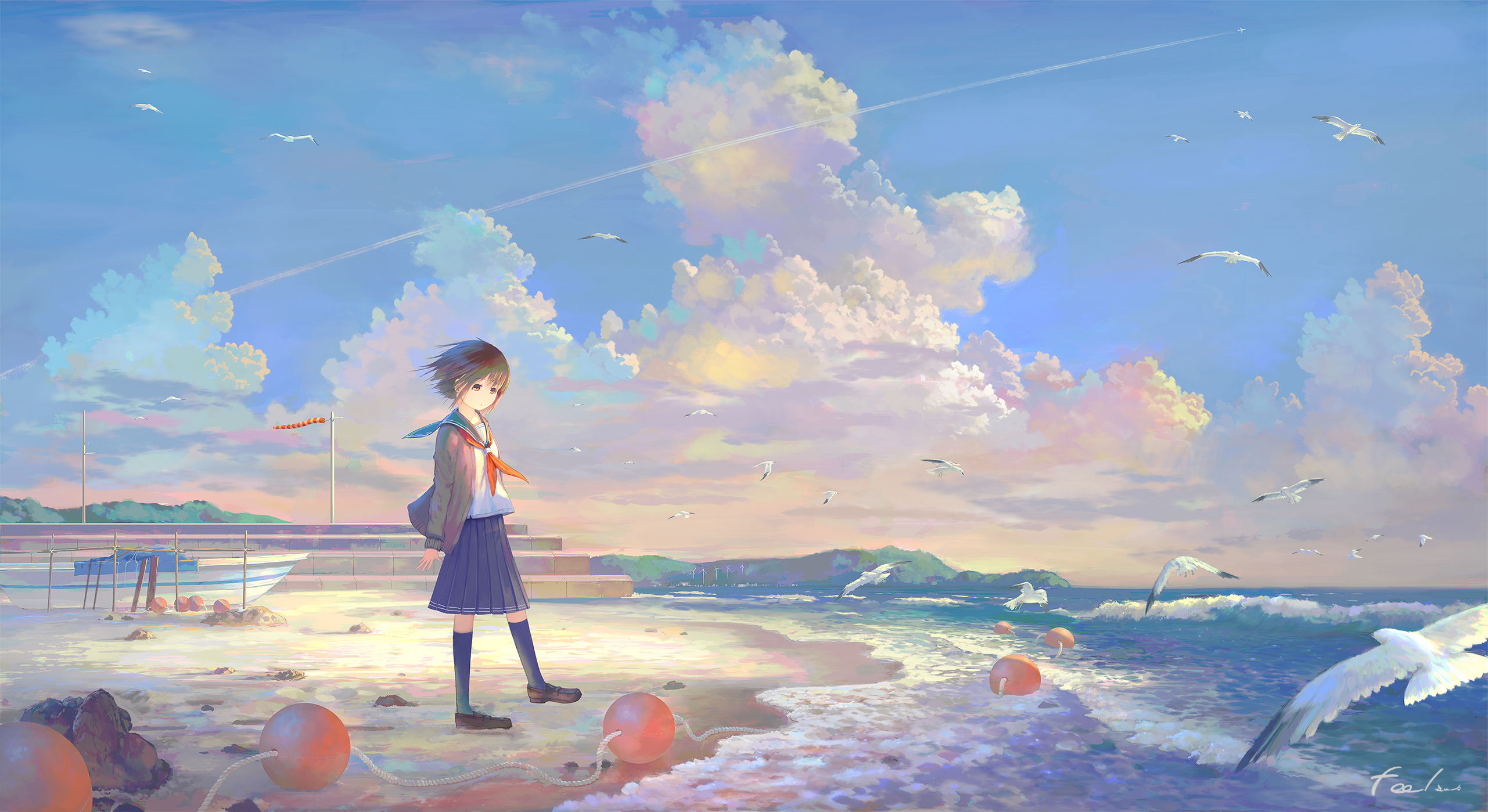 Girl standing at the seaside by ふぃーる