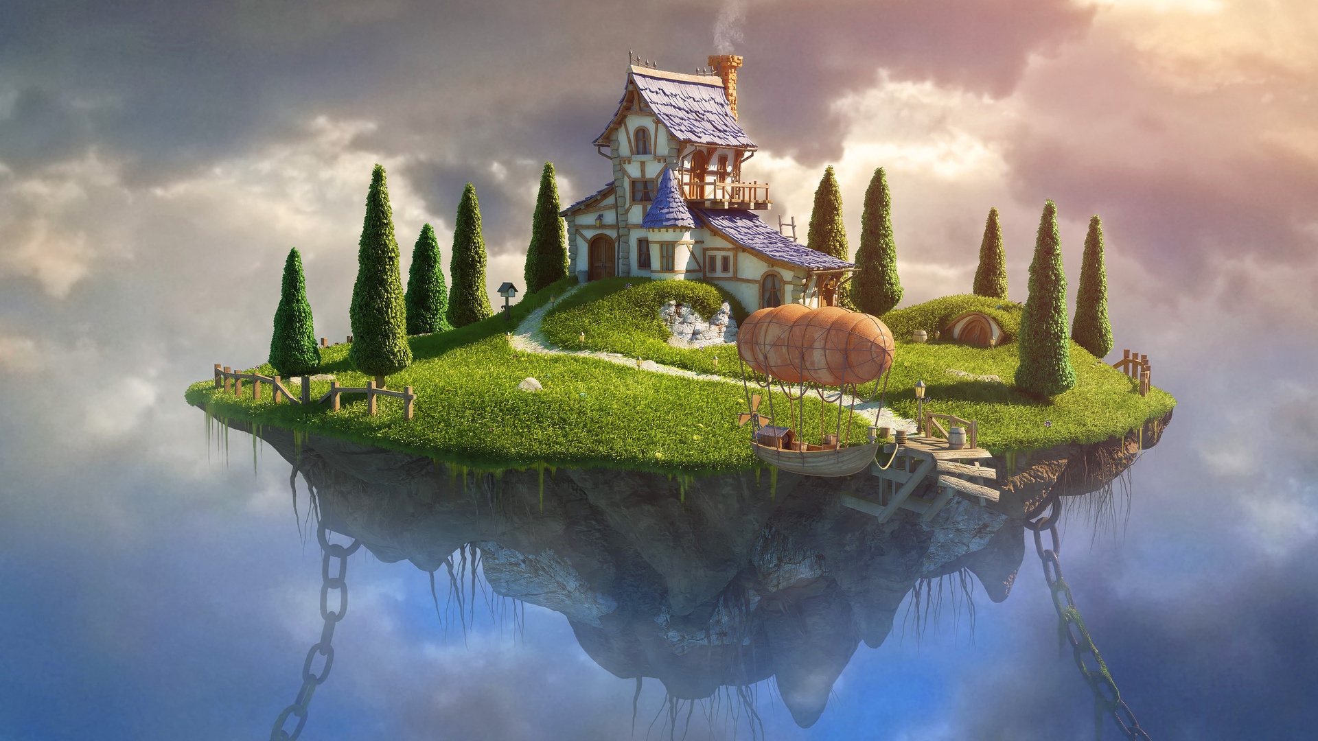 House on Piece of Earth in the Sky by Vladimir Kostuchek