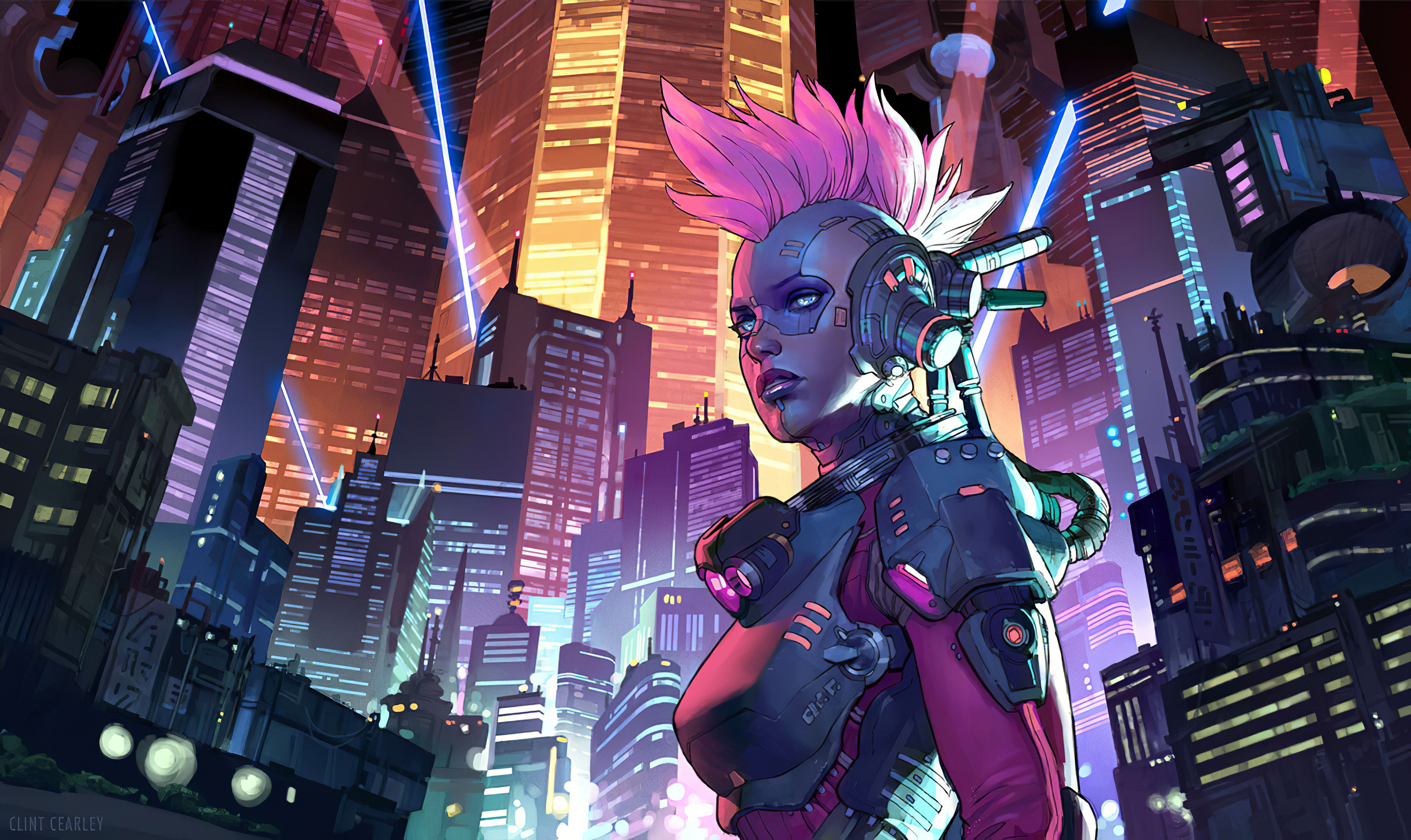 Cyberpunk, city, buildings, art HD wallpaper