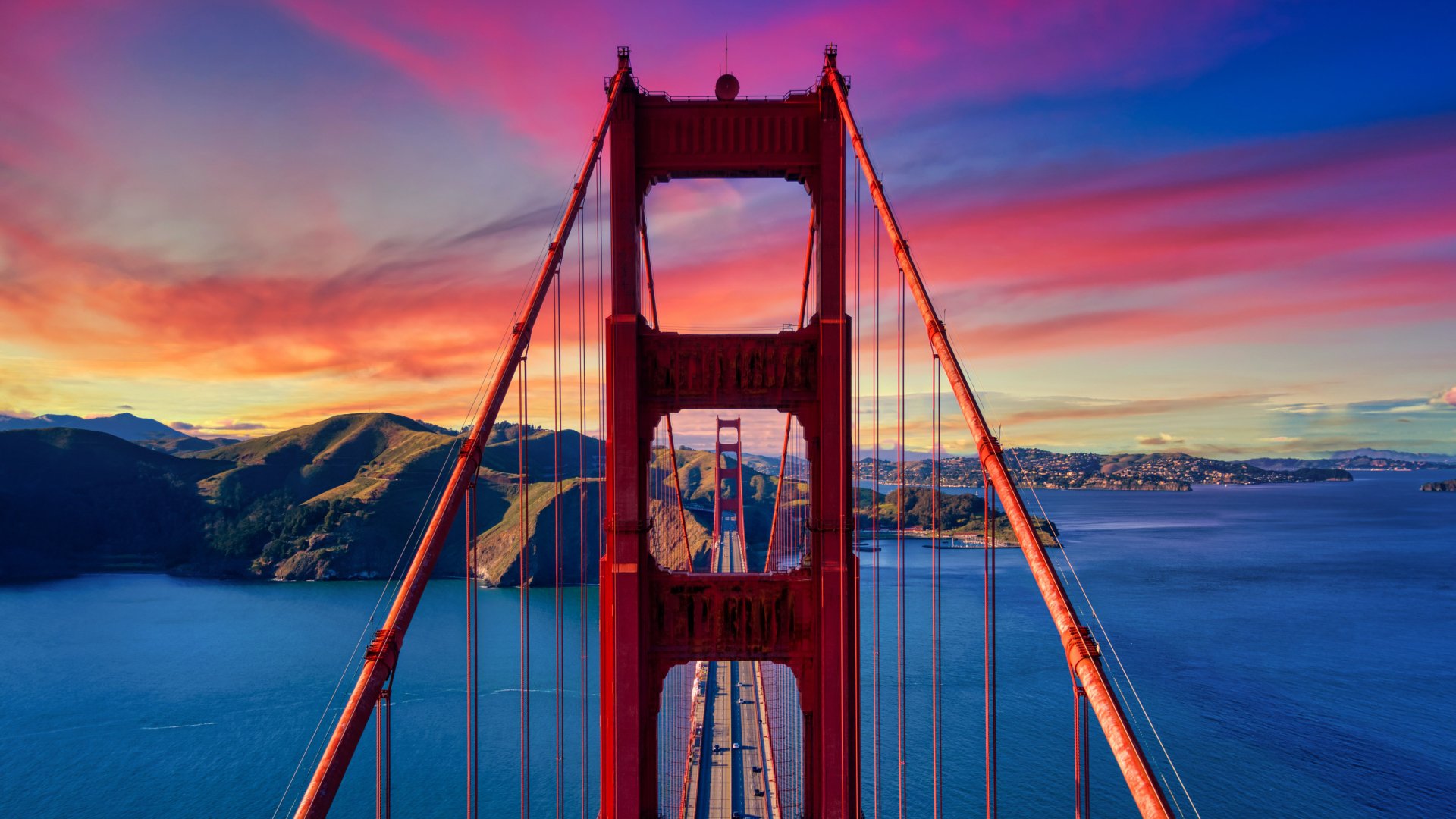 Golden Gate Bridge At Sunset By Cameron Venti