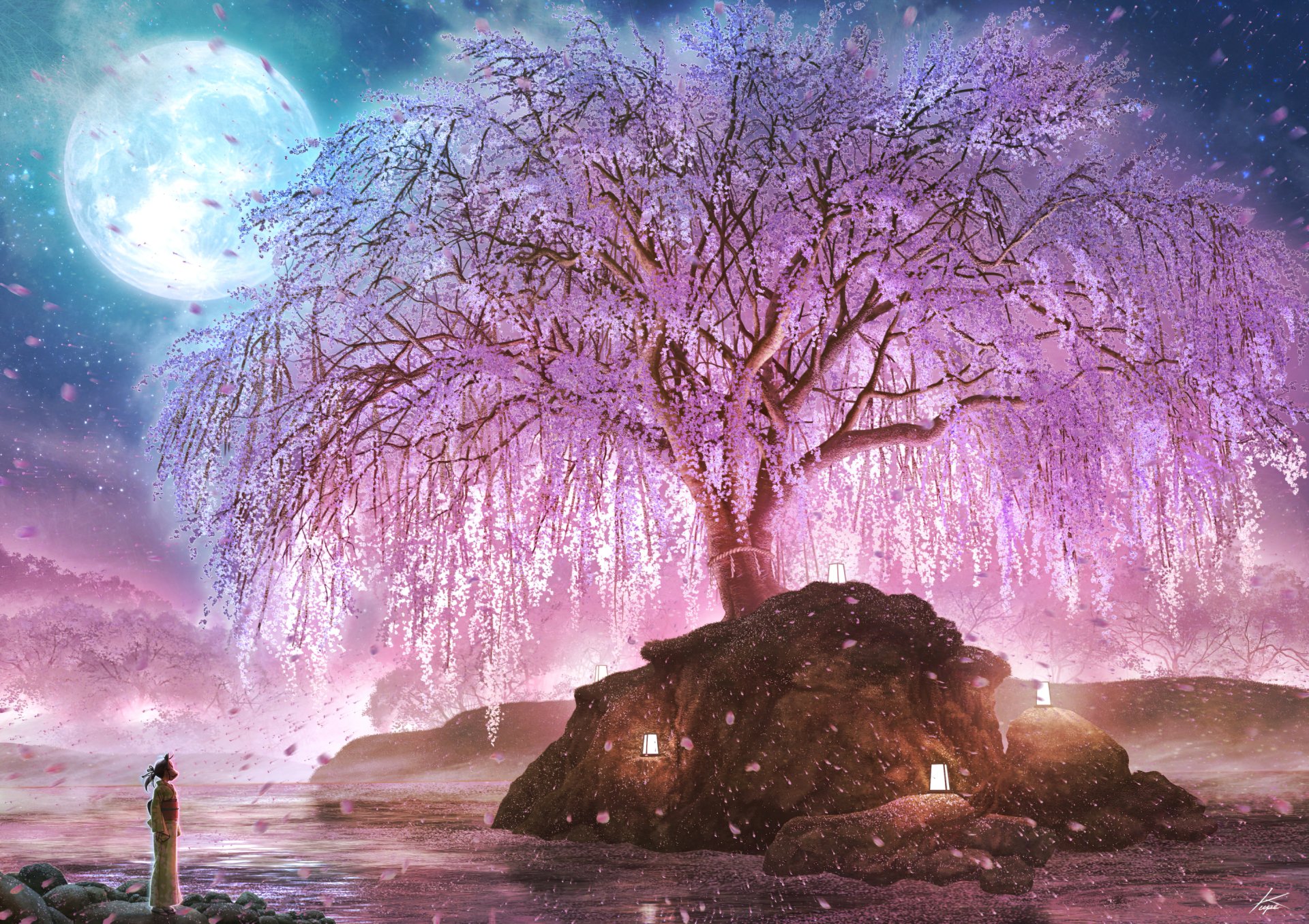 Anime Tree HD Wallpaper by Kupe