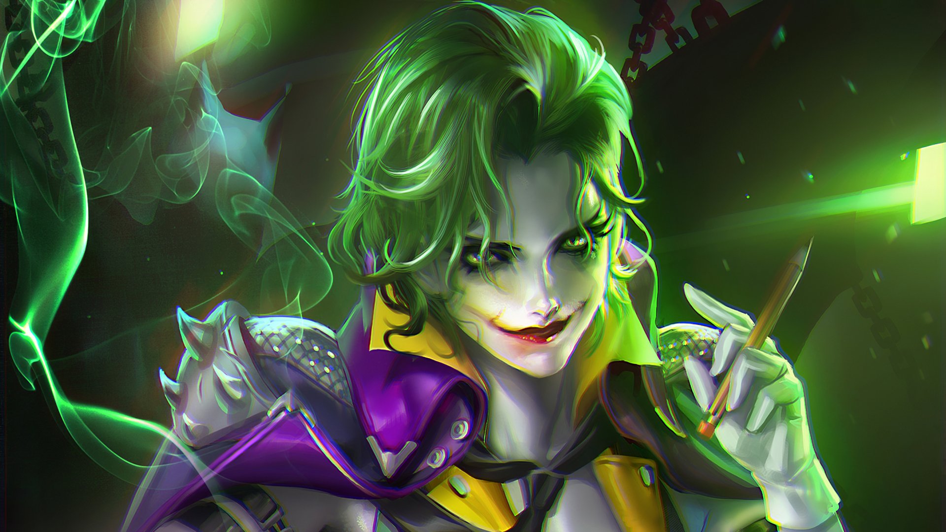 Download Green Eyes Lipstick Green Hair Genderbend DC Comics Comic Joker HD Wallpaper