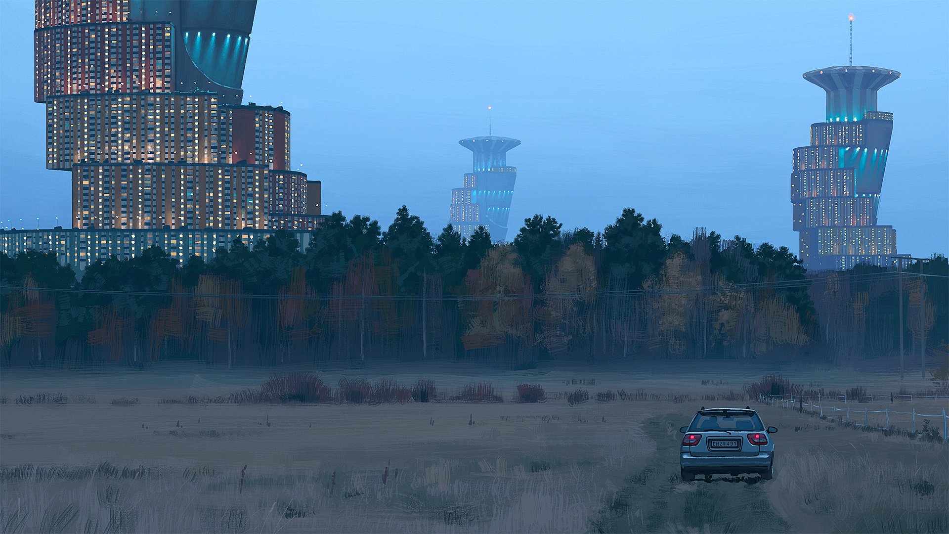Download Sci Fi City Sci Fi City HD Wallpaper by Simon Stålenhag