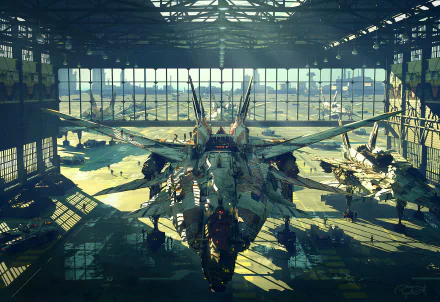 hangar futuristic Sci Fi spaceship HD Desktop Wallpaper | Background Image