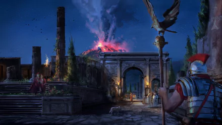 Pompeii eruption volcano night fantasy warrior fantasy warrior HD Desktop Wallpaper | Background Image