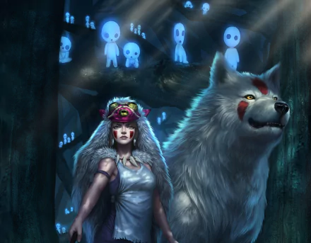 spirit wolf Anime Princess Mononoke HD Desktop Wallpaper | Background Image