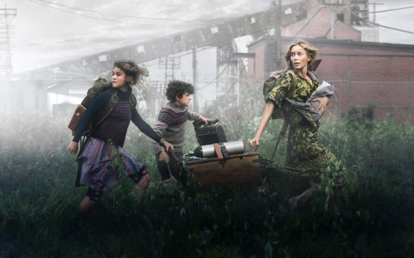 Regan Abbott Evelyn Abbott Marcus Abbott Noah Jupe Millicent Simmonds Emily Blunt movie A Quiet Place Part II HD Desktop Wallpaper | Background Image