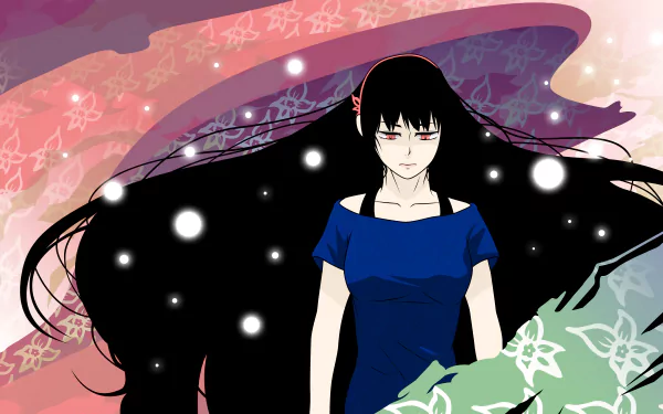 Yeon Yihwa stands confidently against a vibrant, abstract background in this 8K Ultra HD anime wallpaper from Tower of God, showcasing her striking features and flowing hair.