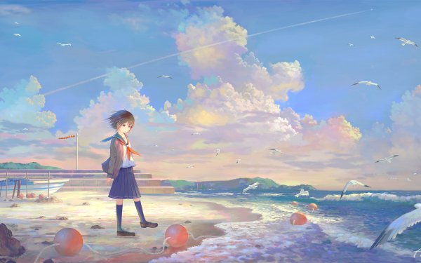 Anime Original Beach Uniform HD Wallpaper | Background Image