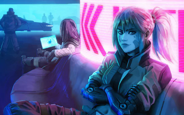 futuristic ponytail Sci Fi cyberpunk HD Desktop Wallpaper | Background Image